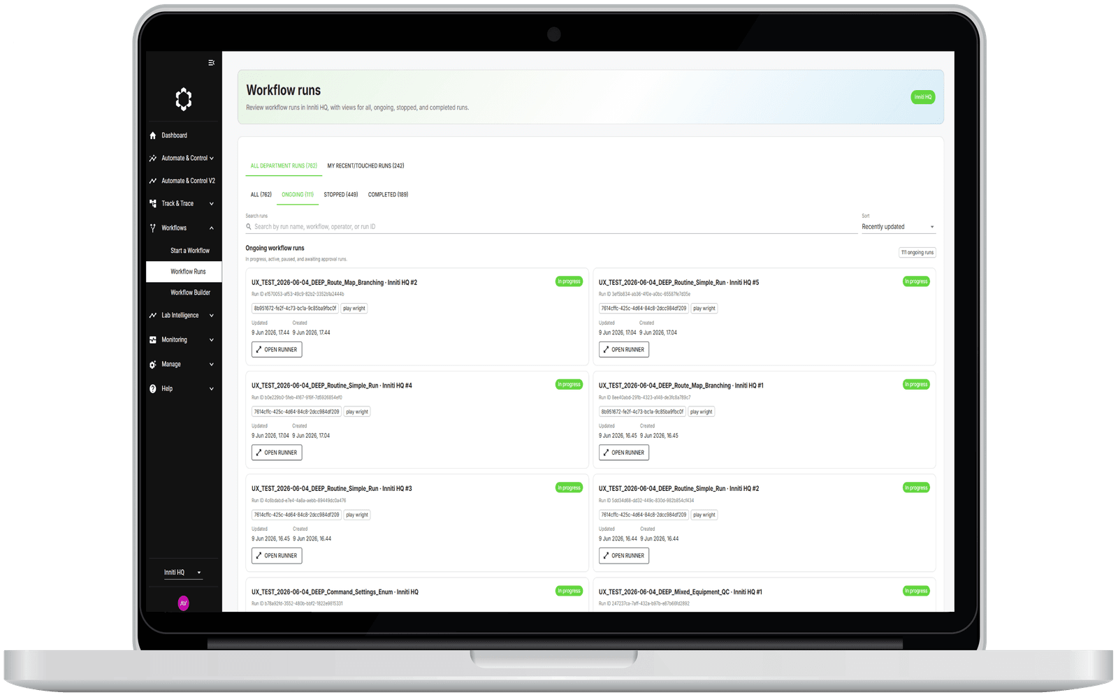 No-code lab workflow builder for digital SOPs in Inniti